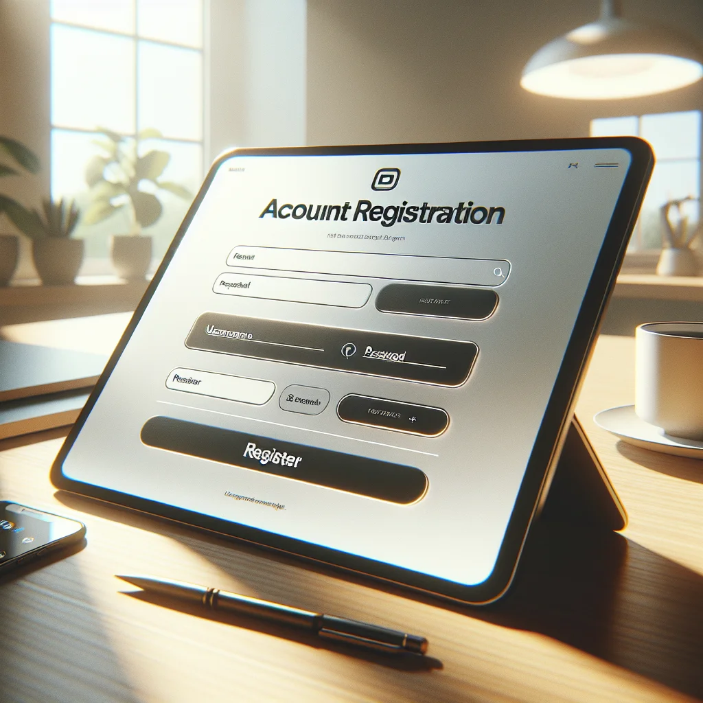 Tela de registro da conta